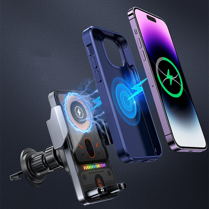 🔥HOT SALE 50% OFF🎁⚡Over 50.000 solgte! 📱Smart 2-i-1 roterende mobiltelefonholder og trådløs lader i bilen⚡