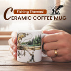 Keramisk kaffekopp med fisketema