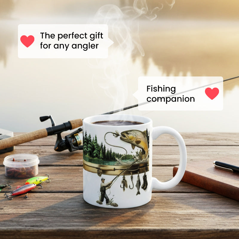 Keramisk kaffekopp med fisketema