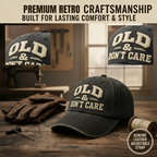 Retro baseballcaps «Gammel og bryr meg ikke» - Brodert caps i vintage-stil 🧢