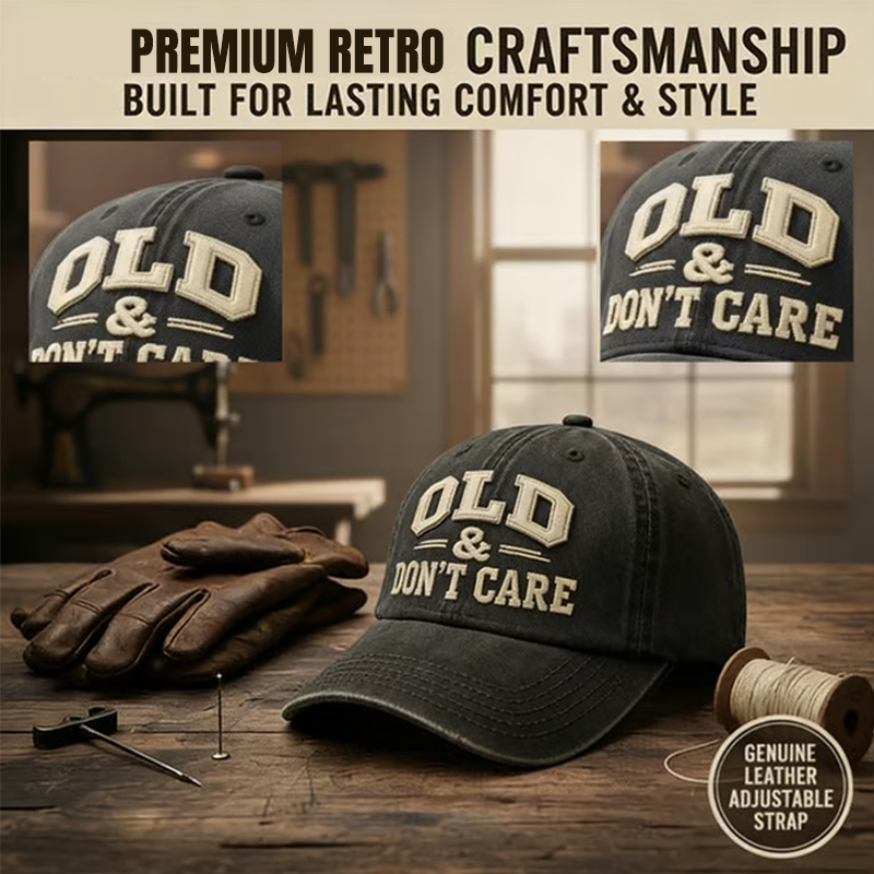 Retro baseballcaps «Gammel og bryr meg ikke» - Brodert caps i vintage-stil 🧢