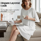 🎁 Elegant lagdelt kjole med volangermer for kvinner - uanstrengt stil for enhver anledning 💃