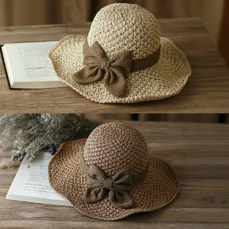 🎀 50 % RABATT 👒 | Stråhatt med retro-sløyfe – Sammenleggbar og luftig til sommeren