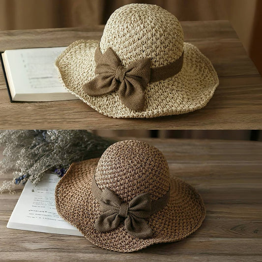 🎀 50 % RABATT 👒 | Stråhatt med retro-sløyfe – Sammenleggbar og luftig til sommeren