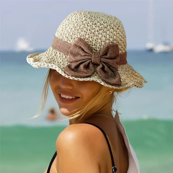 🎀 50 % RABATT 👒 | Stråhatt med retro-sløyfe – Sammenleggbar og luftig til sommeren
