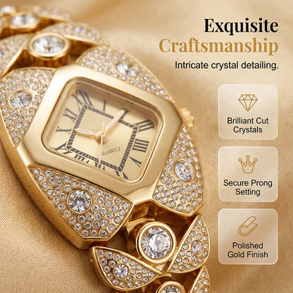 📢⏰50 % rabatt!! 💎Elegant dameur med kvartsverk og armbånd